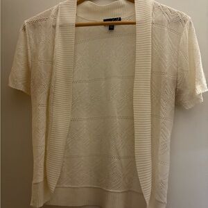 Ivory Open-Front Knit Sweater